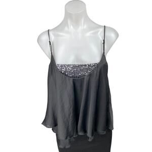 NEW Free People Intimately Black Sequin Sleeveless Cami Camisole Tank Top Size L